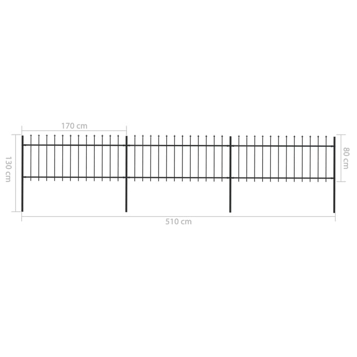 vidaXL || vidaXL Garden Fence with Spear Top Steel 200.8"x31.5" Black 277604