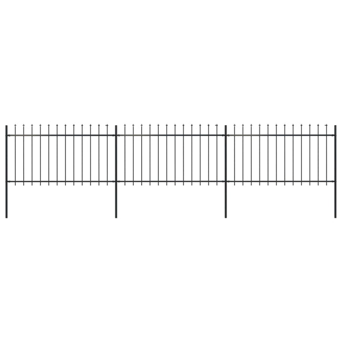 vidaXL || vidaXL Garden Fence with Spear Top Steel 200.8"x39.4" Black 277613