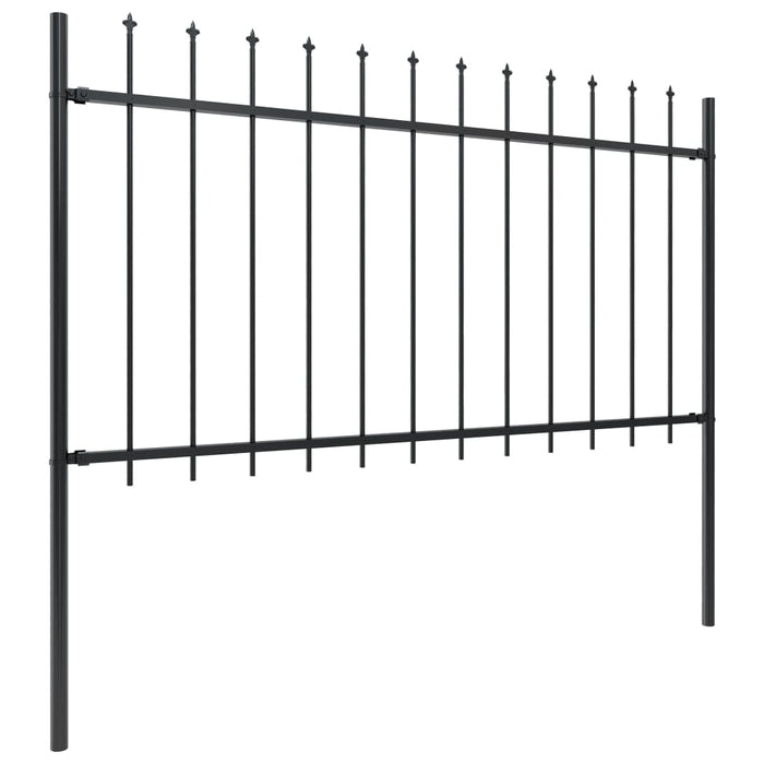 vidaXL || vidaXL Garden Fence with Spear Top Steel 267.7"x39.4" Black 277614