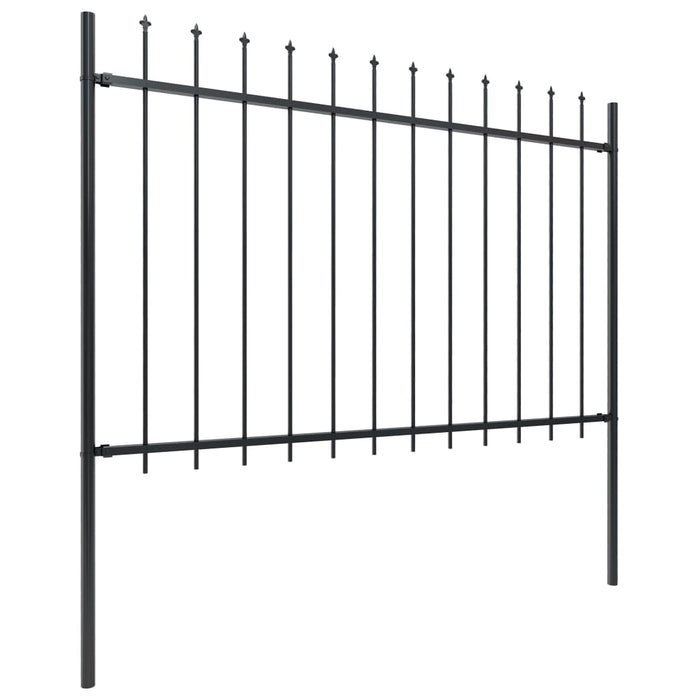 vidaXL || vidaXL Garden Fence with Spear Top Steel 267.7"x47.2" Black 277623