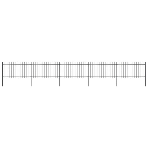 vidaXL || vidaXL Garden Fence with Spear Top Steel 334.6"x39.4" Black 277615