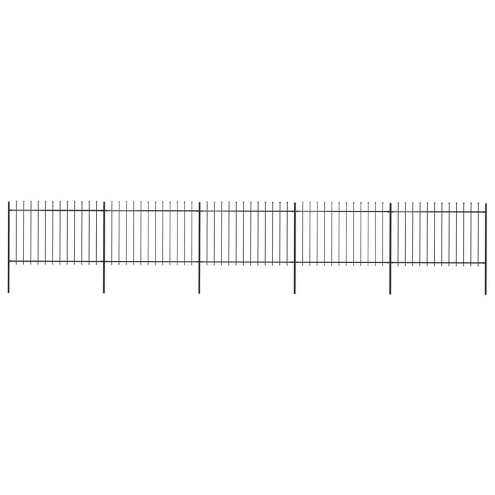 vidaXL || vidaXL Garden Fence with Spear Top Steel 334.6"x47.2" Black 277624