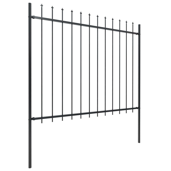 vidaXL || vidaXL Garden Fence with Spear Top Steel 334.6"x59.1" Black 277633
