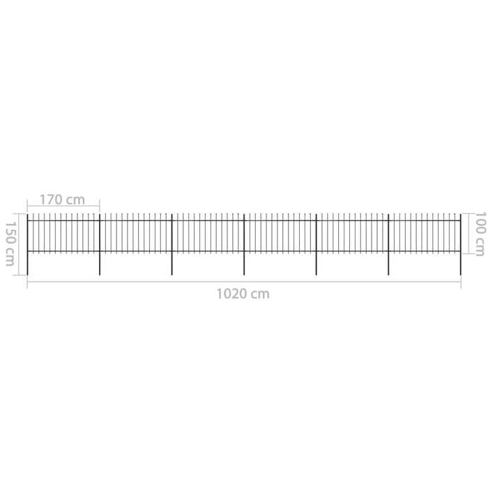 vidaXL || vidaXL Garden Fence with Spear Top Steel 401.6"x39.4" Black 277616