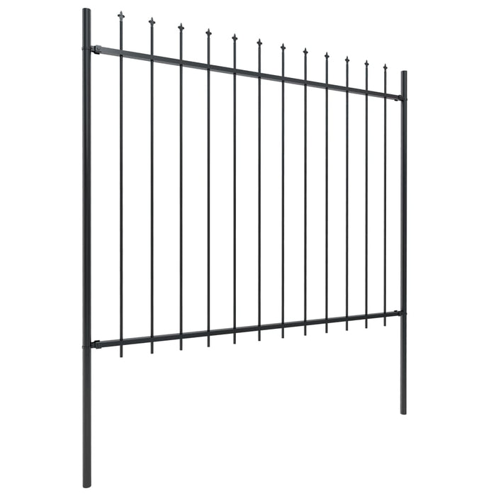 vidaXL || vidaXL Garden Fence with Spear Top Steel 401.6"x59.1" Black 277634