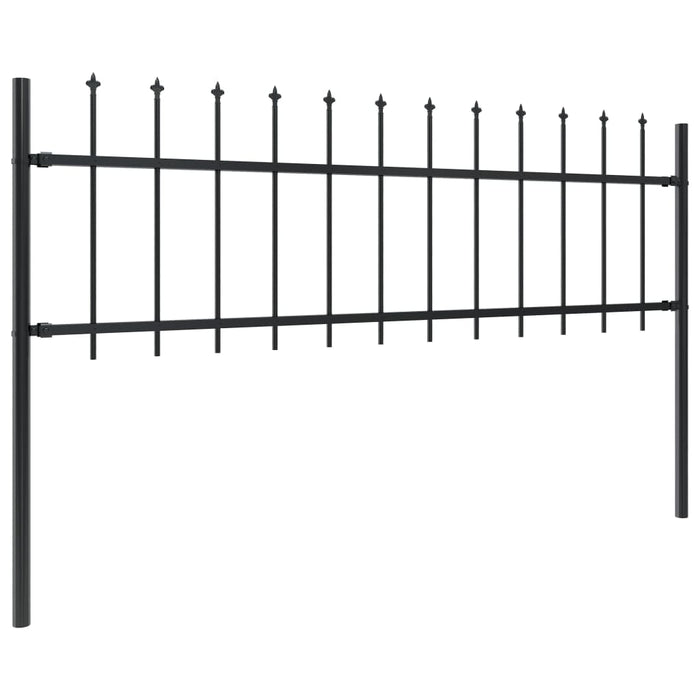 vidaXL || vidaXL Garden Fence with Spear Top Steel 468.5"x23.6" Black 277599