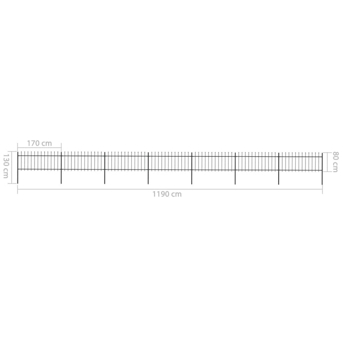 vidaXL || vidaXL Garden Fence with Spear Top Steel 468.5"x31.5" Black 277608