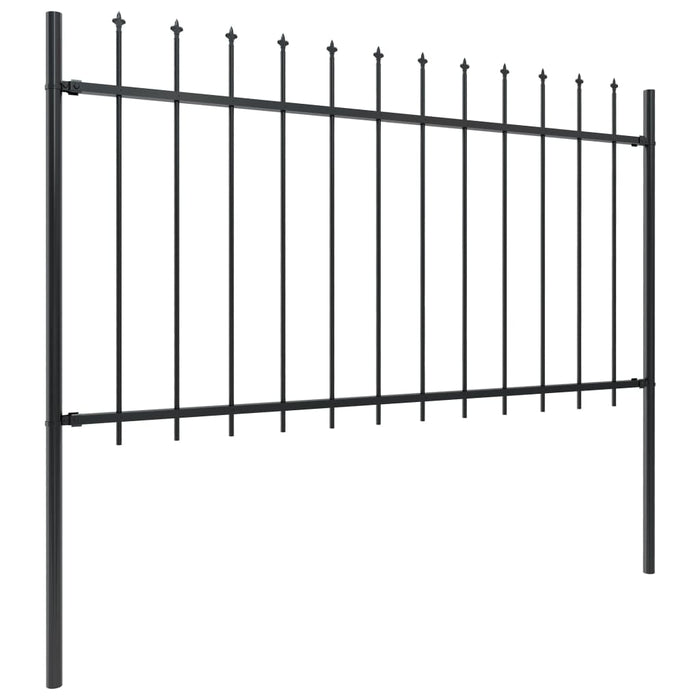 vidaXL || vidaXL Garden Fence with Spear Top Steel 468.5"x39.4" Black 277617