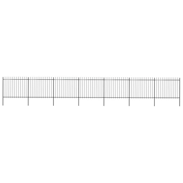 vidaXL || vidaXL Garden Fence with Spear Top Steel 468.5"x59.1" Black 277635