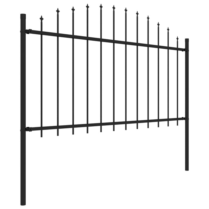 vidaXL || vidaXL Garden Fence with Spear Top Steel 50.2' Black 277738