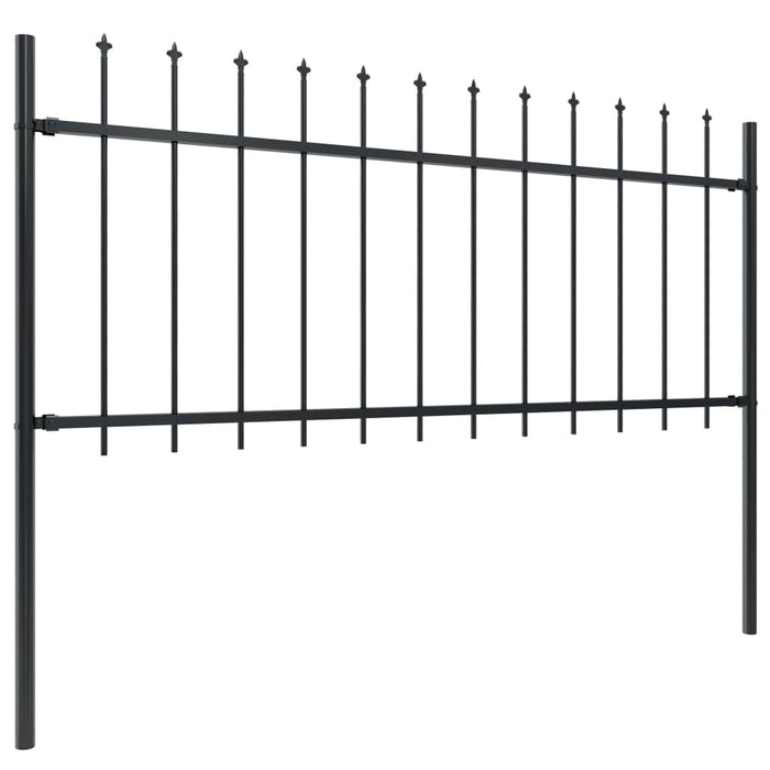 vidaXL || vidaXL Garden Fence with Spear Top Steel 535.4"x31.5" Black 277609