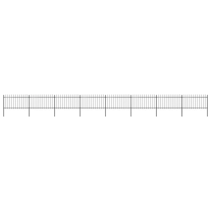 vidaXL || vidaXL Garden Fence with Spear Top Steel 535.4"x39.4" Black 277618