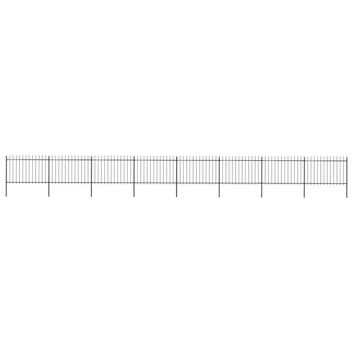 vidaXL || vidaXL Garden Fence with Spear Top Steel 535.4"x47.2" Black 277627