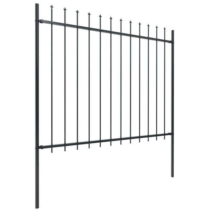 vidaXL || vidaXL Garden Fence with Spear Top Steel 535.4"x59.1" Black 277636