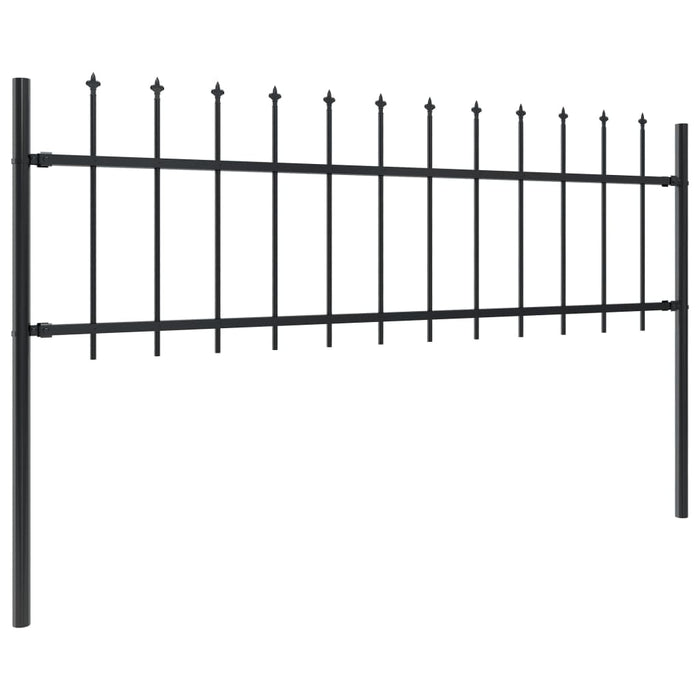 vidaXL || vidaXL Garden Fence with Spear Top Steel 602.4"x23.6" Black 277601
