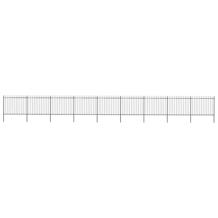 vidaXL || vidaXL Garden Fence with Spear Top Steel 602.4"x59.1" Black 277637