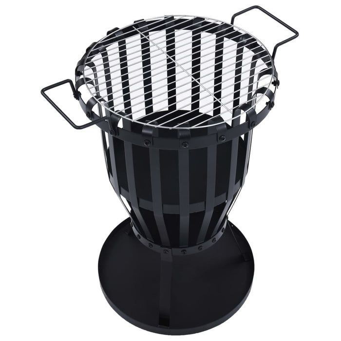 vidaXL || vidaXL Garden Fire Pit Basket with BBQ Grill Steel 19" 47851