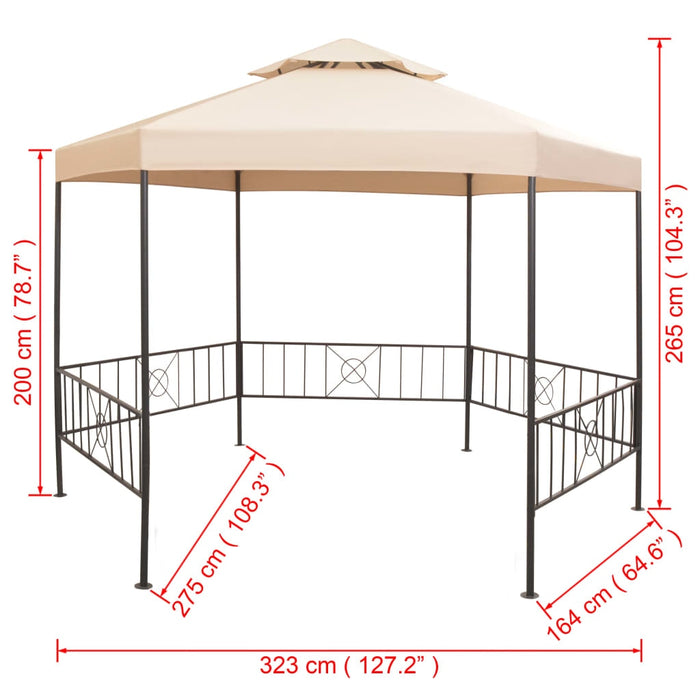 vidaXL || vidaXL Garden Marquee Gazebo Pavilion Tent Beige 127.2"x104.3"