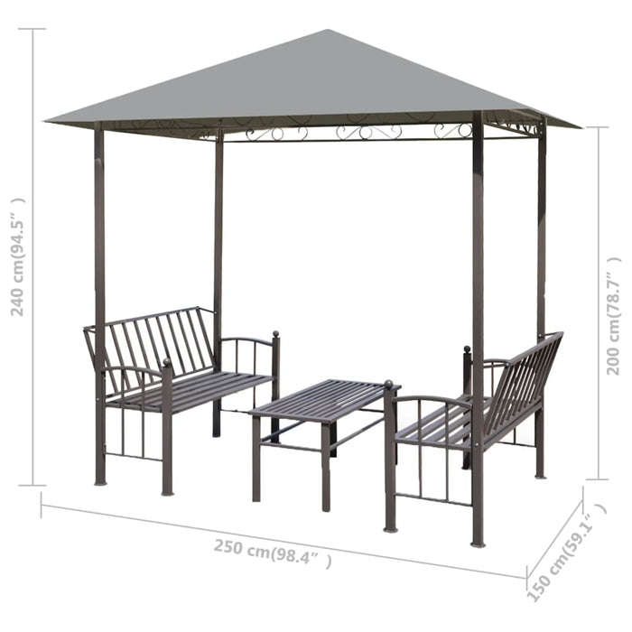 vidaXL || vidaXL Garden Pavilion with Table and Benches 8.2'x4.9'x7.8' Anthracite