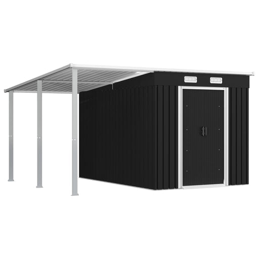 vidaXL || vidaXL Garden Shed with Extended Roof Anthracite 132.3"x106.3"x71.3" Steel 144040