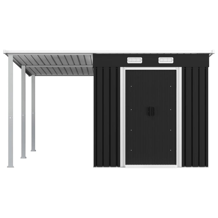 vidaXL || vidaXL Garden Shed with Extended Roof Anthracite 132.3"x106.3"x71.3" Steel 144040