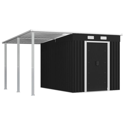 vidaXL || vidaXL Garden Shed with Extended Roof Anthracite 136.2"x92.9"x71.3" Steel 144038