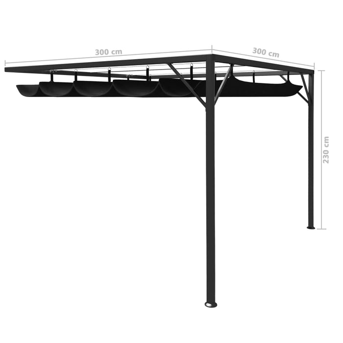 vidaXL || vidaXL Garden Wall Gazebo with Retractable Roof Canopy 118.1"x118.1" Anthracite