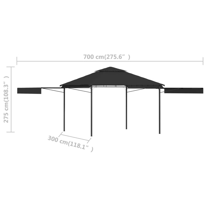 vidaXL || vidaXL Gazebo with Double Extending Roofs 9.8'x9.8'x9' Anthracite 180g/sq.m