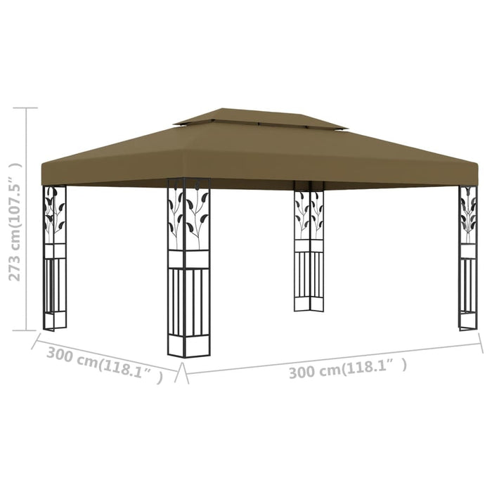 vidaXL || vidaXL Gazebo with Double Roof 118.1"x157.5" Taupe 180 g/m²