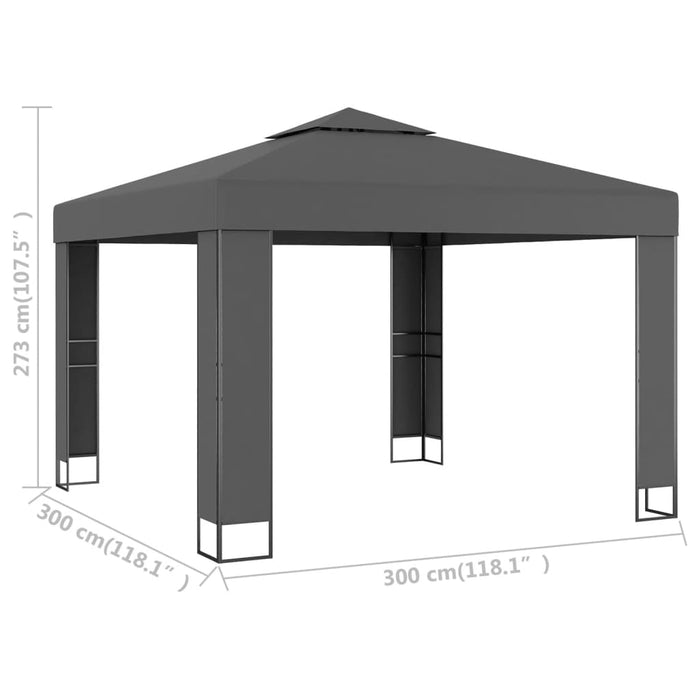vidaXL || vidaXL Gazebo with Double Roof 9.8'x9.8' Anthracite