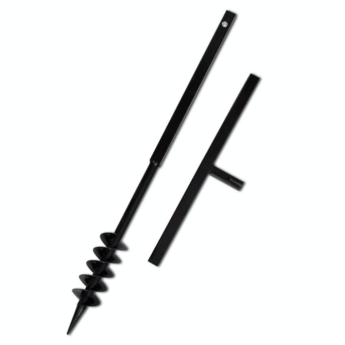 vidaXL || vidaXL Ground Drill Handle Auger Bit 3.15" Black Double Spirals Steel 141023