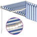 vidaXL || vidaXL Manual Retractable Awning with Blind&LED 9.8'x8.2' Blue&White