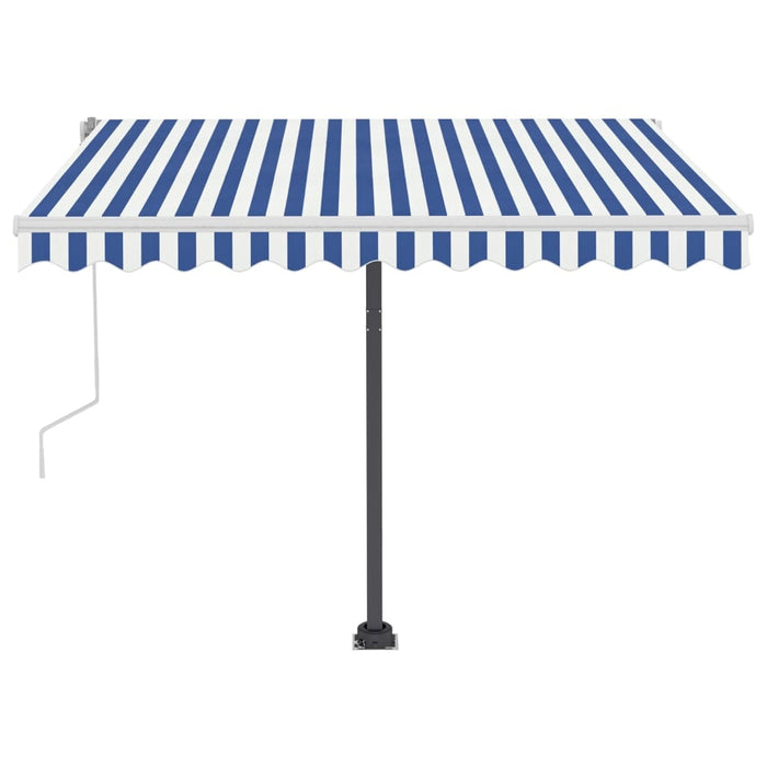 vidaXL || vidaXL Manual Retractable Awning with LED 118.1"x98.4" Blue and White