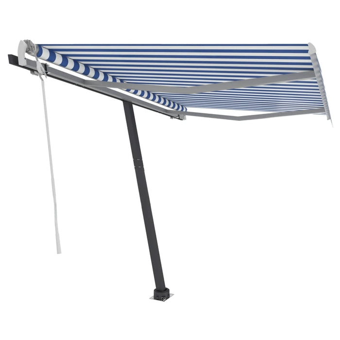vidaXL || vidaXL Manual Retractable Awning with LED 118.1"x98.4" Blue and White