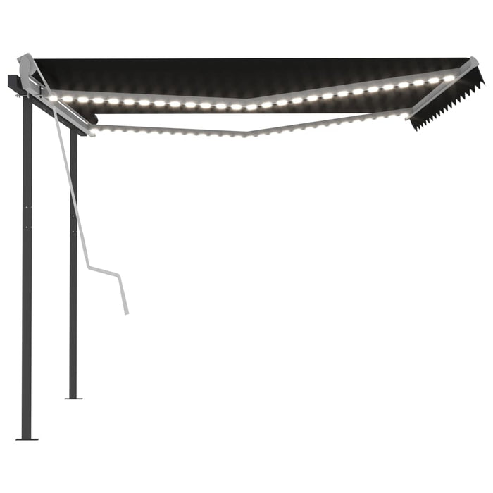 vidaXL || vidaXL Manual Retractable Awning with LED 13.1'x9.8' Anthracite
