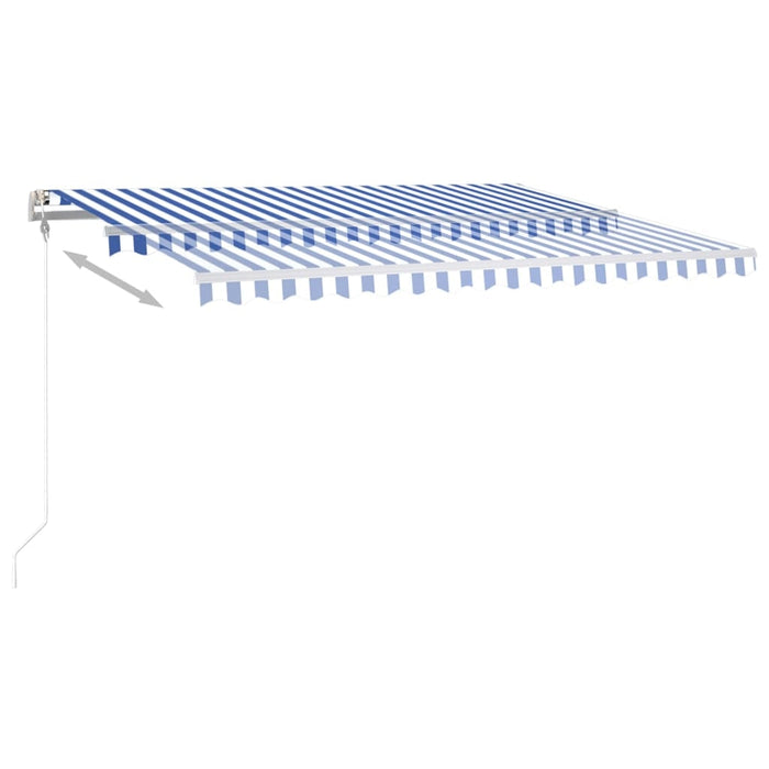 vidaXL || vidaXL Manual Retractable Awning with LED 157.5"x118.1" Blue and White