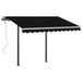 vidaXL || vidaXL Manual Retractable Awning with LED 9.8'x8.2' Anthracite