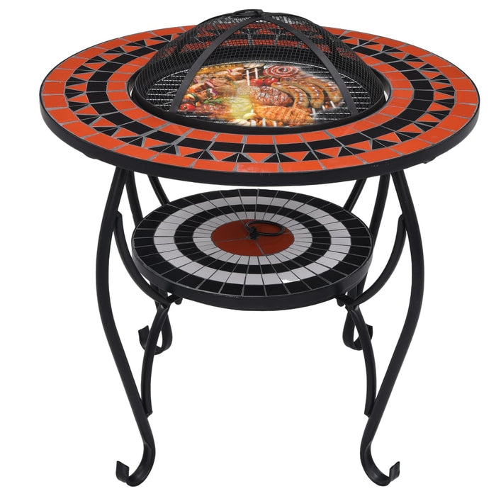 vidaXL || vidaXL Mosaic Fire Pit Table Terracotta and White 26.8" Ceramic 46726