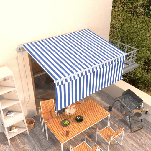 vidaXL || vidaXL Motorized Retractable Awning with Blind 9.8'x8.2' Blue&White