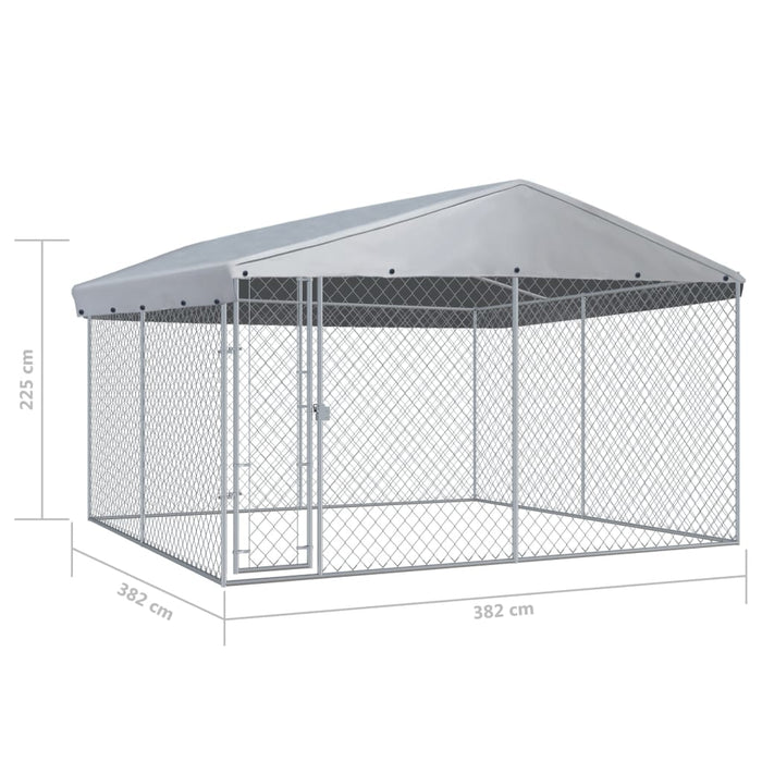 vidaXL || vidaXL Outdoor Dog Kennel with Roof 150.4"x150.4"x88.6"