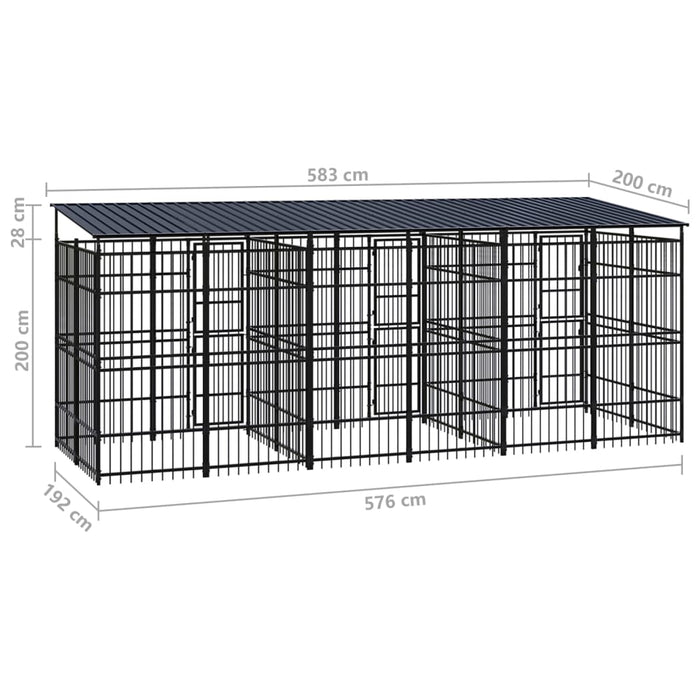 vidaXL || vidaXL Outdoor Dog Kennel with Roof Steel 119 sq ft 3098015