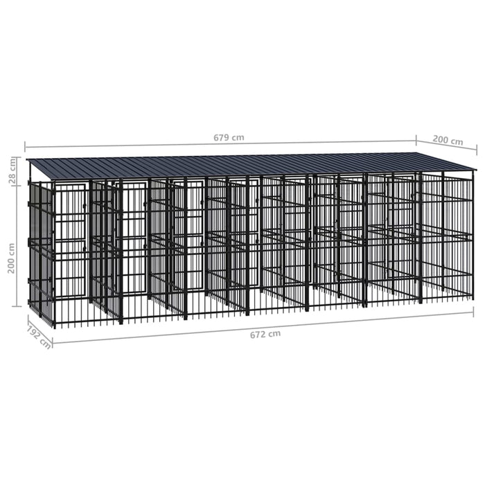 vidaXL || vidaXL Outdoor Dog Kennel with Roof Steel 138.9 sq ft 3097952