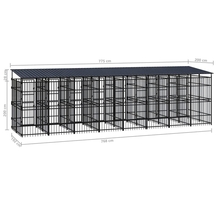 vidaXL || vidaXL Outdoor Dog Kennel with Roof Steel 158.8 sq ft 3097953