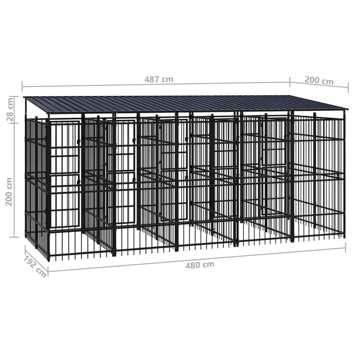 vidaXL || vidaXL Outdoor Dog Kennel with Roof Steel 99.2 sq ft 3097950