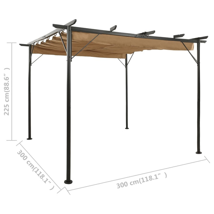 vidaXL || vidaXL Pergola with Retractable Roof Taupe 9.8'x9.8' Steel 0.6 oz/ftÂ²