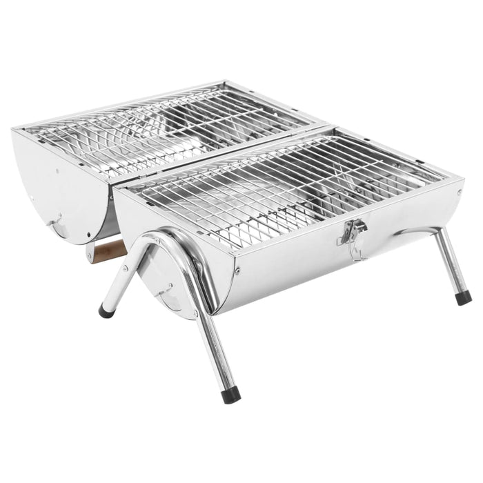 vidaXL || vidaXL Portable Tabletop Charcoal BBQ Grill Stainless Steel Double Grids 47852