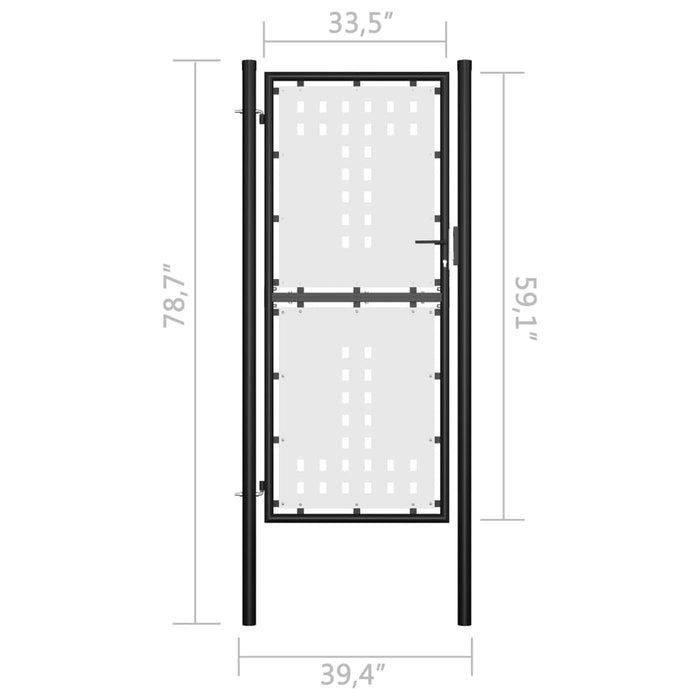 vidaXL || vidaXL Single Door Fence Gate 39.4" x 78.7" Black 145757