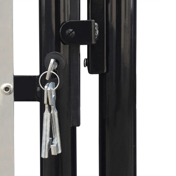 vidaXL || vidaXL Single Door Fence Gate Galvanised Steel 3.28ftx3.28ft Black 145755