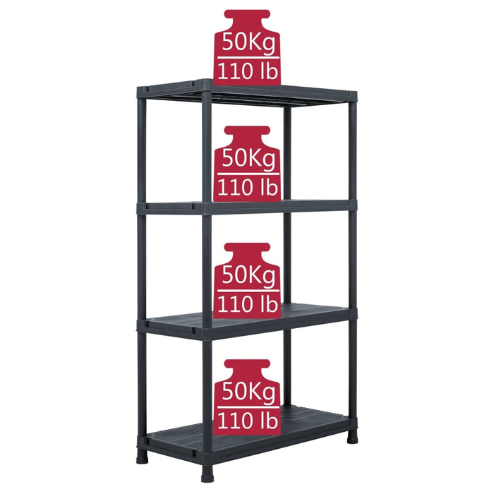 vidaXL || vidaXL Storage Shelf Rack Black 440.9 lb 31.5"x15.7"x54.3" Plastic 45675