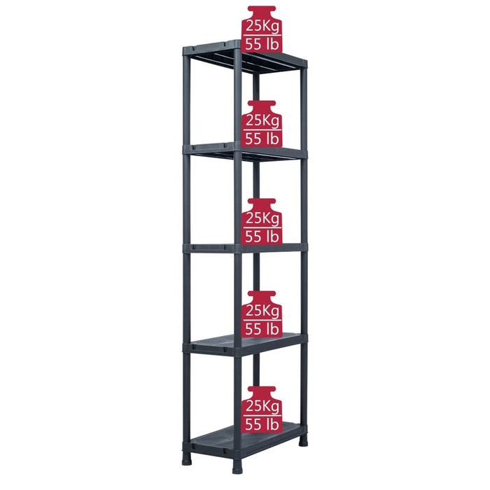 vidaXL || vidaXL Storage Shelf Racks 2 pcs Black 155.1 lb 23.6"x11.8"x70.9" Plastic 276257